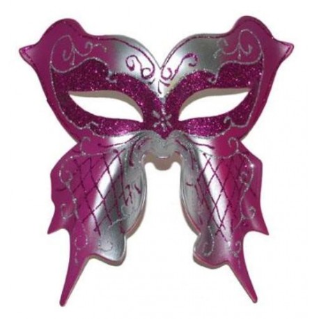 Loup de Venise Fuschia Argent Papillon Adulte