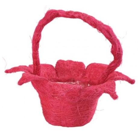 Panier en fleur sisal fuchsia