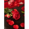 Pétale rouge en tissu Pétale de rose avec feuille