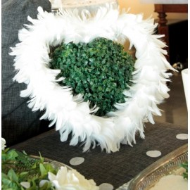 Coeur Blanc en Plumes 38 cm