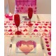 Serviette de table coeur fuschia en papier