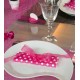 Serviette de table fuschia pois blanc en papier