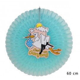 eventail decoration bebe garcon bleu 60 cm