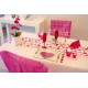 Chemin de table coeurs fuschia prune intisse blanc