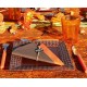 Serviette de table ronde orange et chocolat en papier