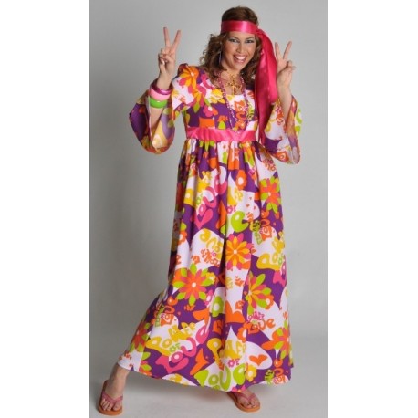 Deguisement Hippie Robe Flower Of Love Femme