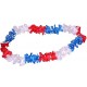 Collier hawaii fleurs hawaiennes bleu blanc rouge 