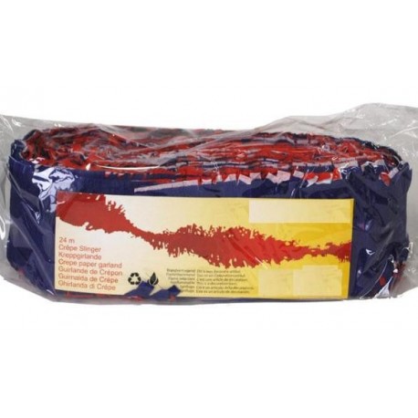 Guirlande bleu blanc rouge papier crepon 24 Metres