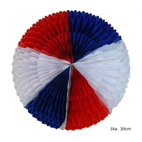 Décoration Boule Bleu Blanc Rouge en Papier 30 cm