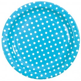 Assiette carton turquoise a pois assiette ronde jetable