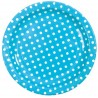 Assiettes Turquoise Rondes A Pois en Carton 23 cm les 10