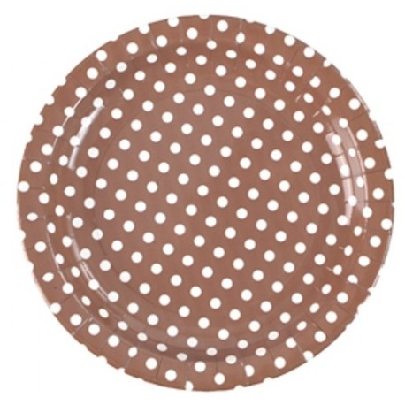Assiette carton chocolat a pois assiette ronde jetable