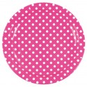 Assiettes Fuschia Rondes A Pois Carton 23 cm les 10