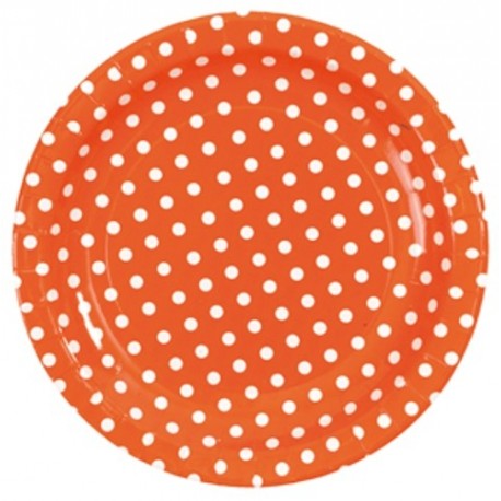 Assiette carton orange a pois assiette ronde jetable