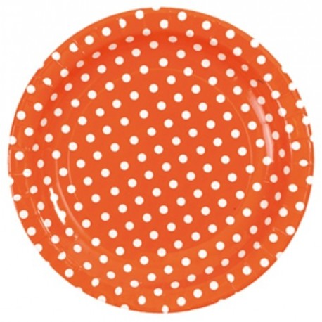 Assiette carton orange a pois assiette ronde jetable