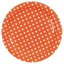 Assiette carton orange a pois assiette ronde jetable