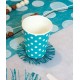 Gobelet carton Turquoise pois blanc vaisselle jetable