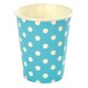 Gobelet en carton turquoise motif pois blanc x10