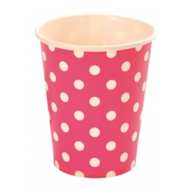 Gobelets Carton Fuschia A Pois Blanc les 10