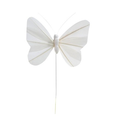 Papillon blanc en plume sur tige