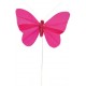 Papillon fuschia en plume sur tige