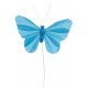 Papillon turquoise en plume sur tige