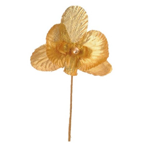 Orchidee or metallise sur tige decoration fleur