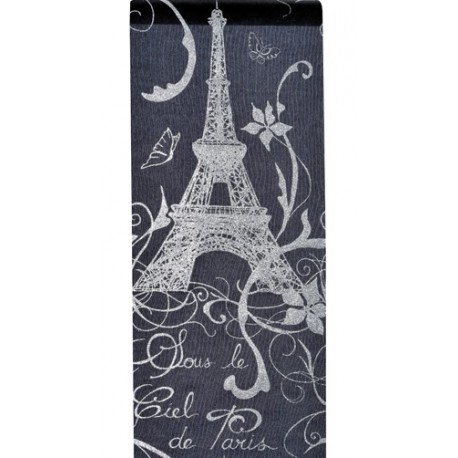 Chemin de table Paris en organdi noir 