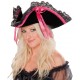 Chapeau pirate baroque noir ruban fuchsia femme