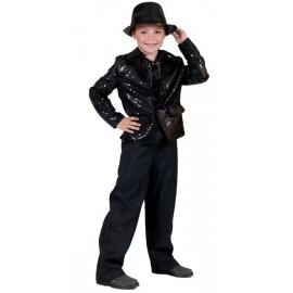 Déguisement veste disco noire à paillettes enfant
