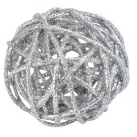 Boules rotin paillettes argent diamètres assortis les 10