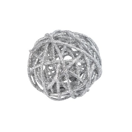 Boule rotin paillettes argent diamètres assortis les 10