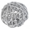 Boules rotin paillettes argent diamètres assortis les 10