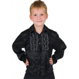 Deguisement chemise disco noire a ruches enfant