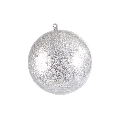 Boule transparente pailletee argent 8cm