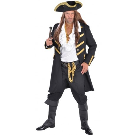 Déguisement manteau pirate noir homme