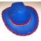 Chapeau Cow-boy Bleu A sequin Rouge Adulte