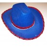 Chapeau Cow Boy Bleu A Sequin Rouge Adulte et Enfant