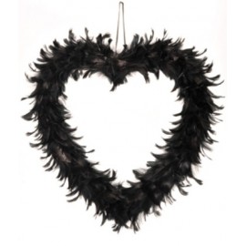 Coeur Noir en Plumes 38 cm de Décoration