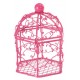 Bonbonniere cage a oiseaux fuschia a dragees