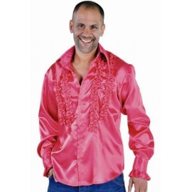 Deguisement Disco Hippie Chemise Pink Rose Deluxe Homme