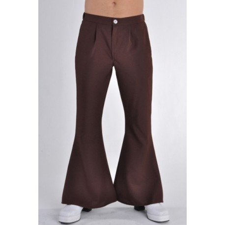 Déguisement hippie disco pantalon brun homme luxe