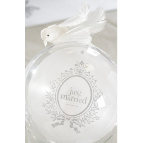 Oiseau blanc en plumes sur pince decoration chic