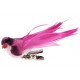 Oiseau fuschia en plumes sur pince les 4 petits oiseaux deco