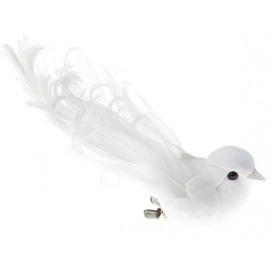 Oiseaux Blancs en Plumes sur Pince 12 cm les 2