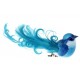 Oiseau Bleu Turquoise en Plumes sur Pince 12 cm les 2
