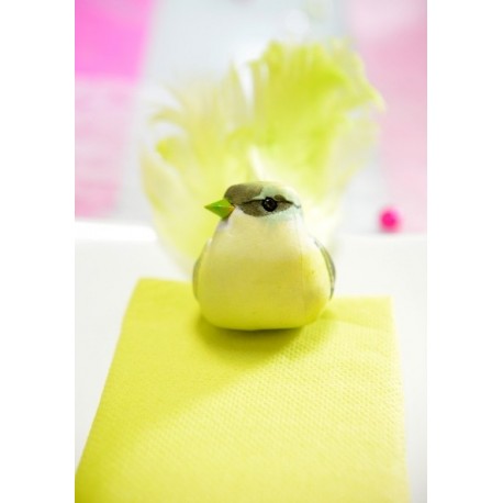 Oiseau Vert Anis en Plumes sur Pince 12 cm les 2