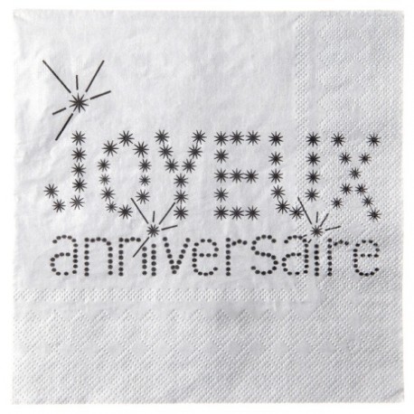 Serviettes De Table Joyeux Anniversaire Argent Les Baiskadreams Com