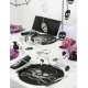 Set de table tete de mort intisse noir deco table halloween