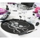 Set de table tete de mort intisse noir deco noir violet rose